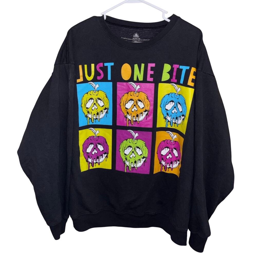 Disney Snow White Evil Queen Just One Bite rainbow poison apple sweatshirt (L)